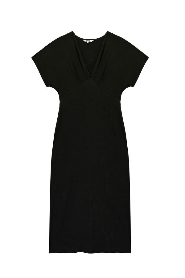 Koton Vestido midi gola em bico preto