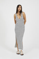 Brave Soul Vestido de malha riscas branco