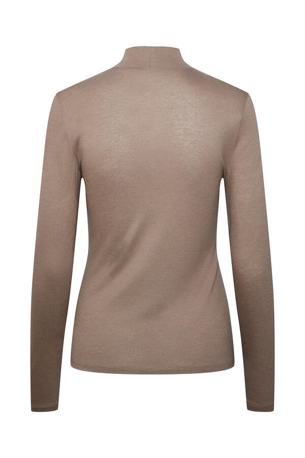 Pieces T-shirt b&aacute;sica em viscose cru