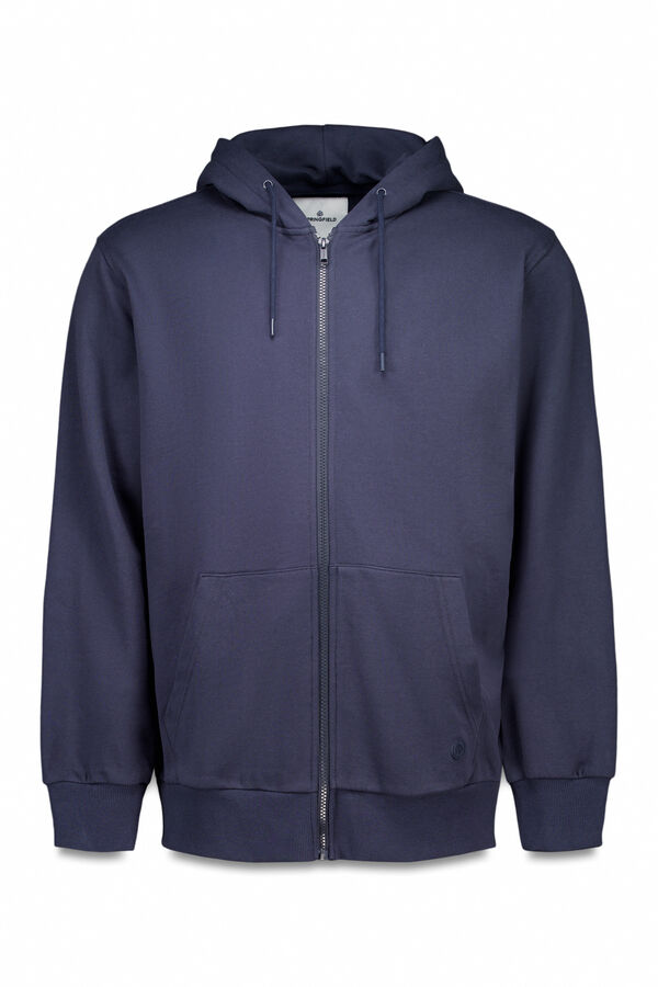 Springfield Sudadera capucha cremallera azul