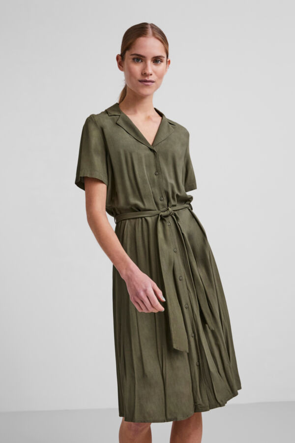 Pieces Vestido midi camisero verde