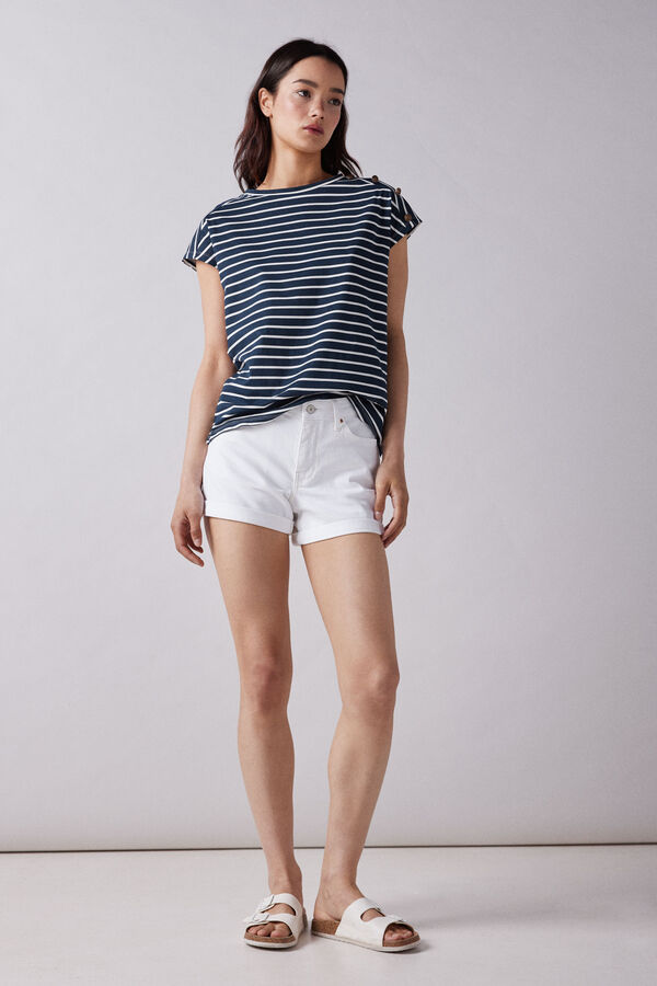 Springfield Camiseta hombro botones algod&oacute;n azul