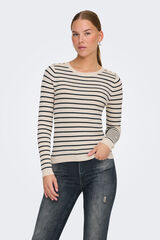 Only Su&eacute;ter manga comprida de gola redonda e manga comprida cinzento