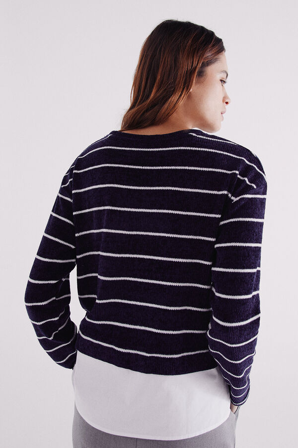 Springfield Camiseta combinada em chenille azul