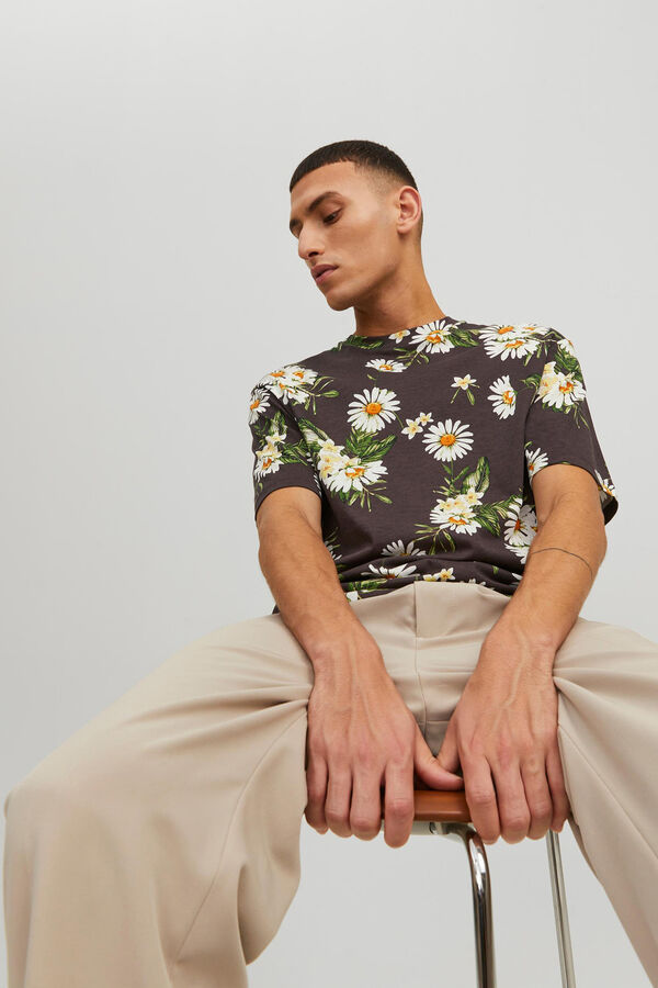 Jack & Jones Camiseta print floral marrón