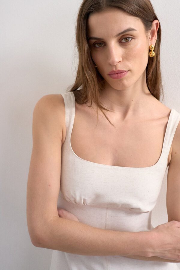 Topshop Vestido comprido de al&ccedil;as bege