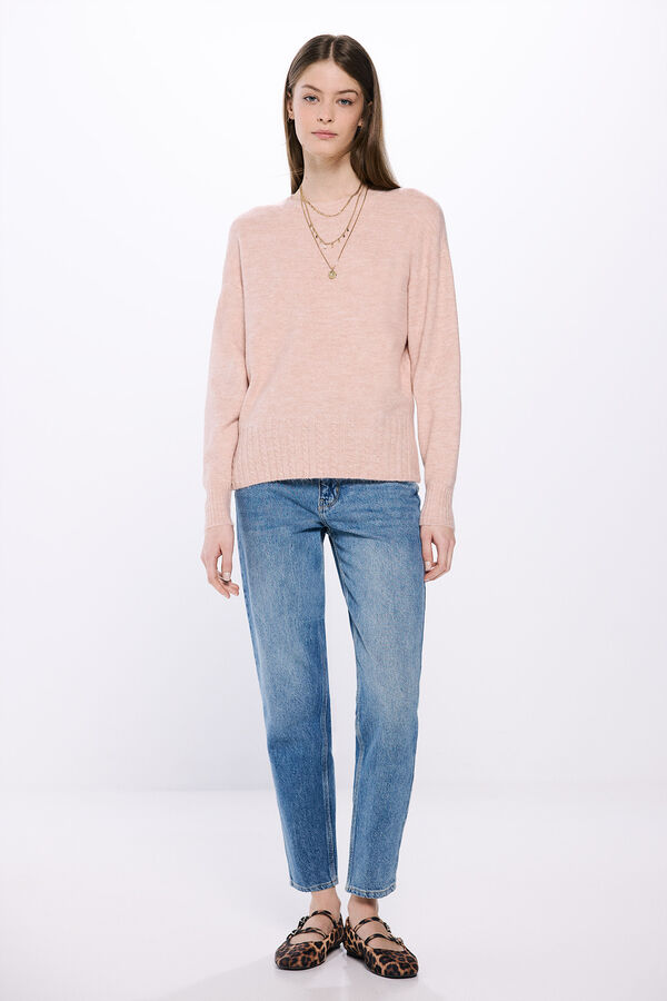 Springfield Suéter com riscas em relevo rosa