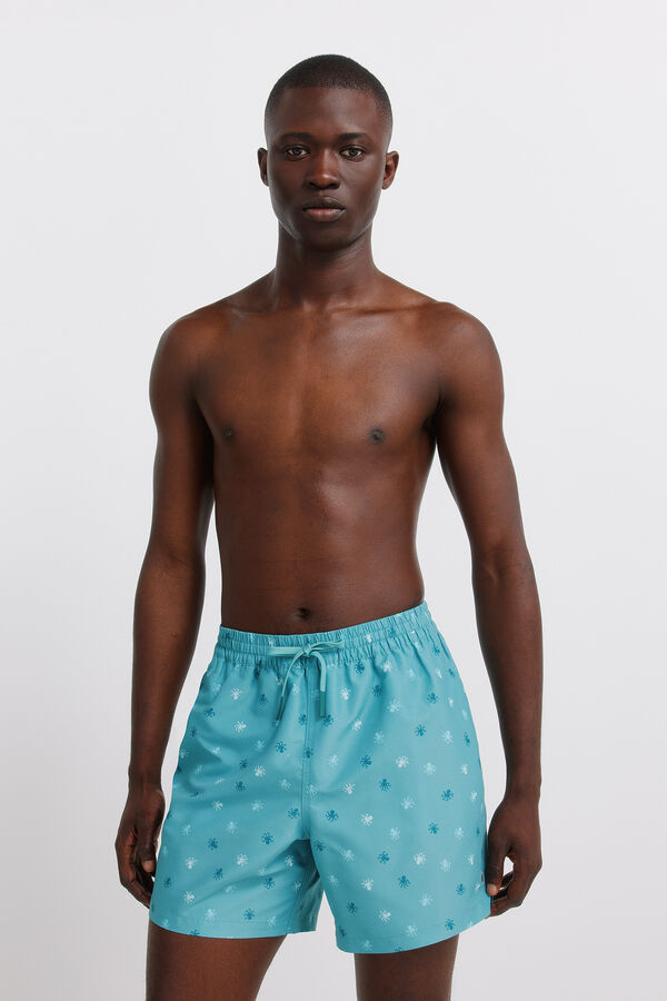 Springfield Ba&ntilde;ador estampado pulpos azul