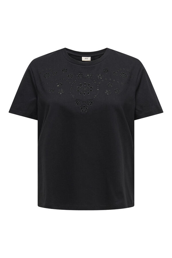 JDY Camiseta manga corta bordada negro