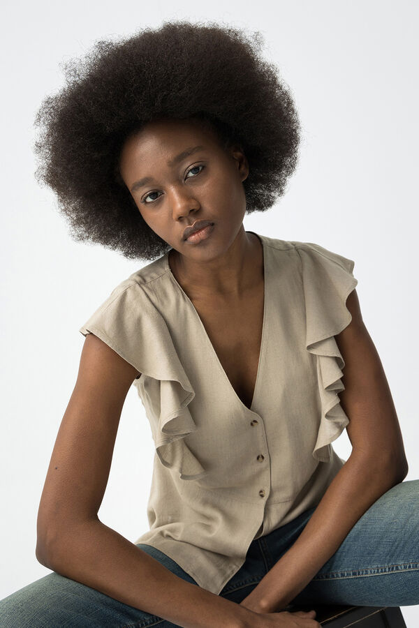 Tiffosi Blusa com folhos cru