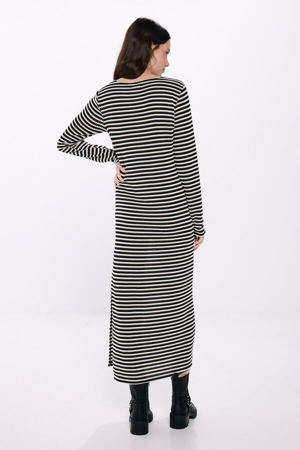 Springfield Vestido midi rayas canal&eacute; negro