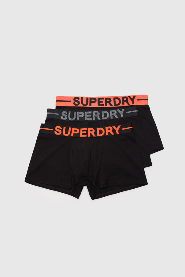 Superdry Pack de tres calzoncillos de algod&oacute;n org&aacute;nico negro