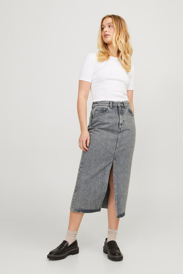 Jack & Jones Falda vaquera gris midi gris