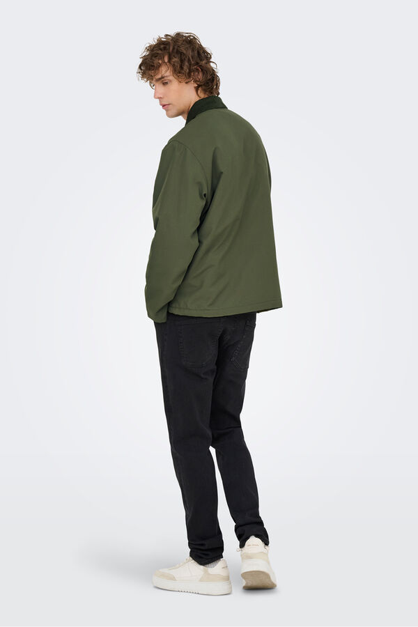 Only & Sons Casaco de gola de veludo cotel&ecirc; verde