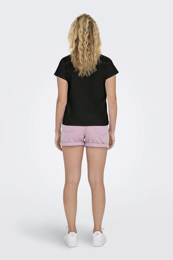 JDY Top gola redonda renda preto