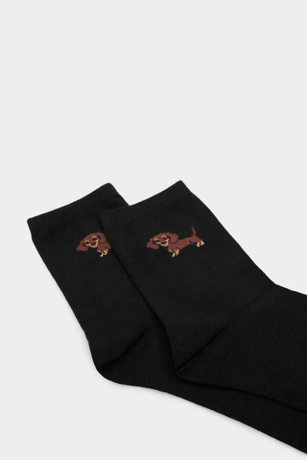 Springfield Meia soquete lisa comprida c&atilde;o preto