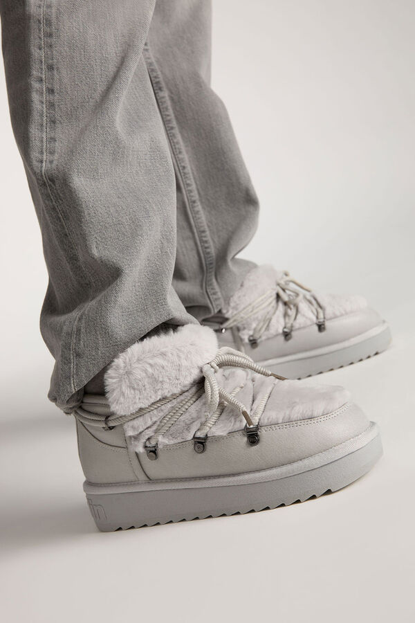 D. Franklin Botines Nordic bajos con forro de pelo interior gris