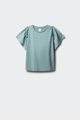 Springfield Kids T-shirt de manga curta b&aacute;sica com folhos para menina azul