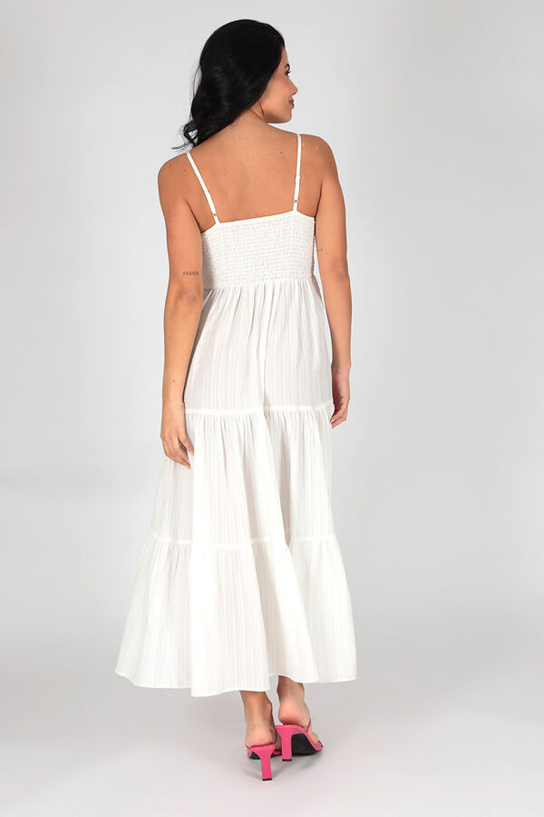 Brave Soul Vestido comprido com ninho de abelha branco