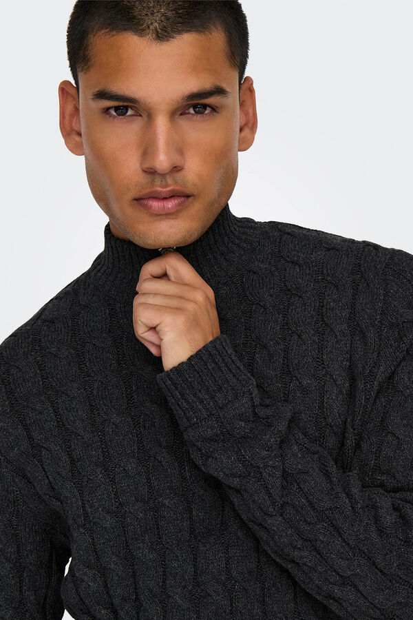 Only & Sons Jersey de punto de hombre con forma trenzada regular fit gris
