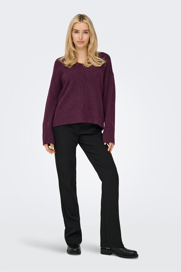 Only camisola com gola em V estampado