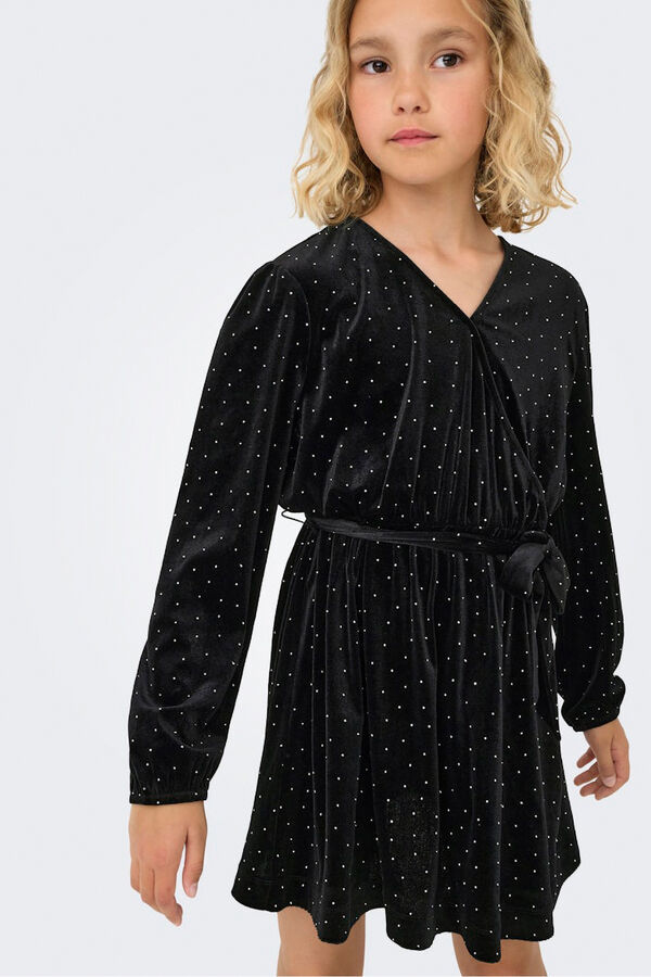 Only Girls Vestido curto com brilhantes preto