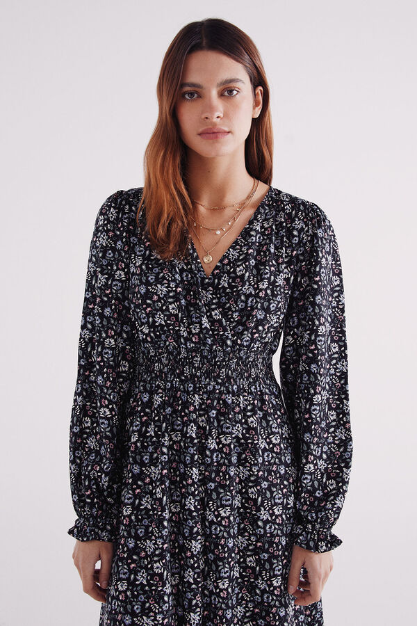 Springfield Vestido midi estampado negro
