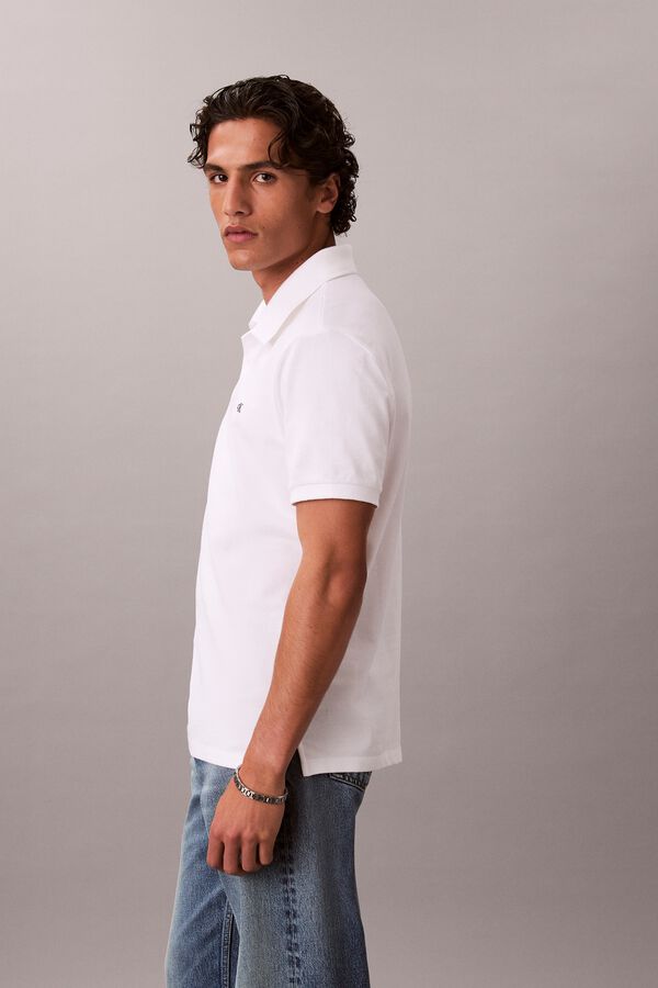 Calvin Klein Polo piqu&eacute; monogram blanco