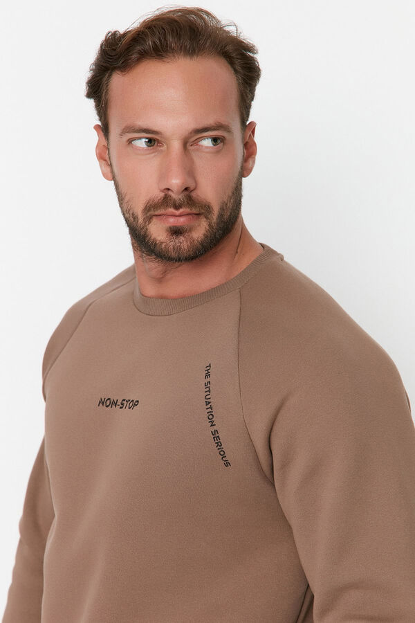 Trendyol Sweatshirt b&aacute;sica sem capuz cru