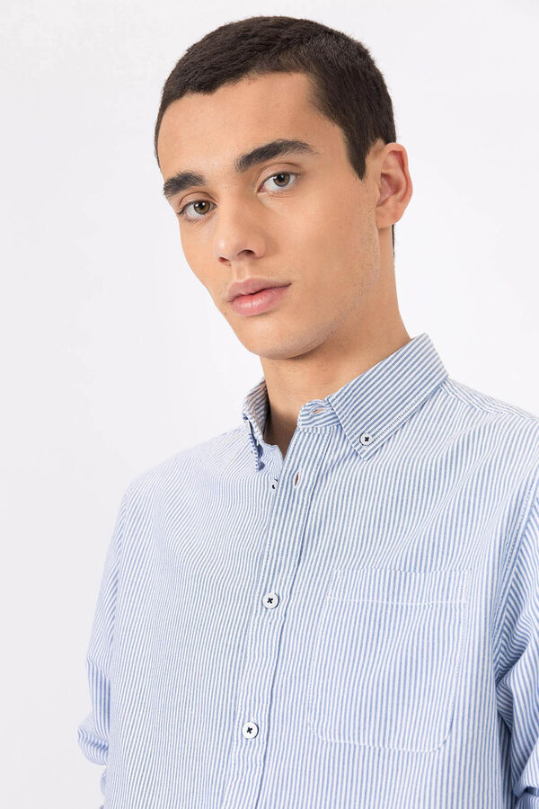 Tiffosi Camisa Regular Fit Oxford Rayas azul