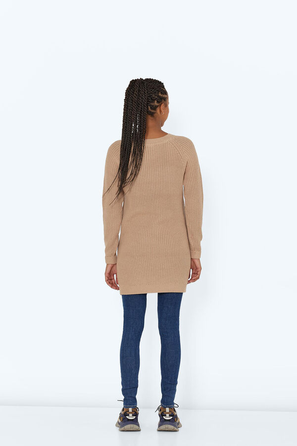 Noisy May Vestido malha em malha. cru