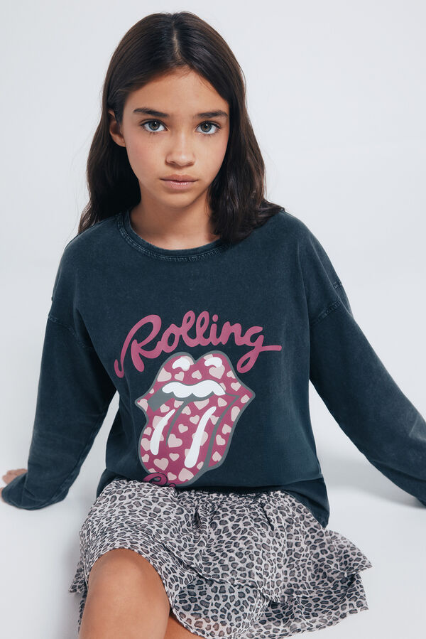 Springfield Kids Camiseta manga larga Rolling stones ni&ntilde;a. gris