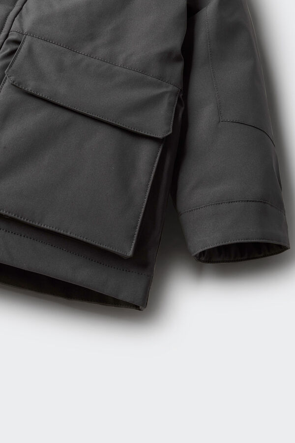 Springfield Kids Parka capucha con pelo ni&ntilde;o negro