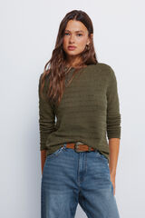 Springfield Camisola chenille estrutura Caqui escuro