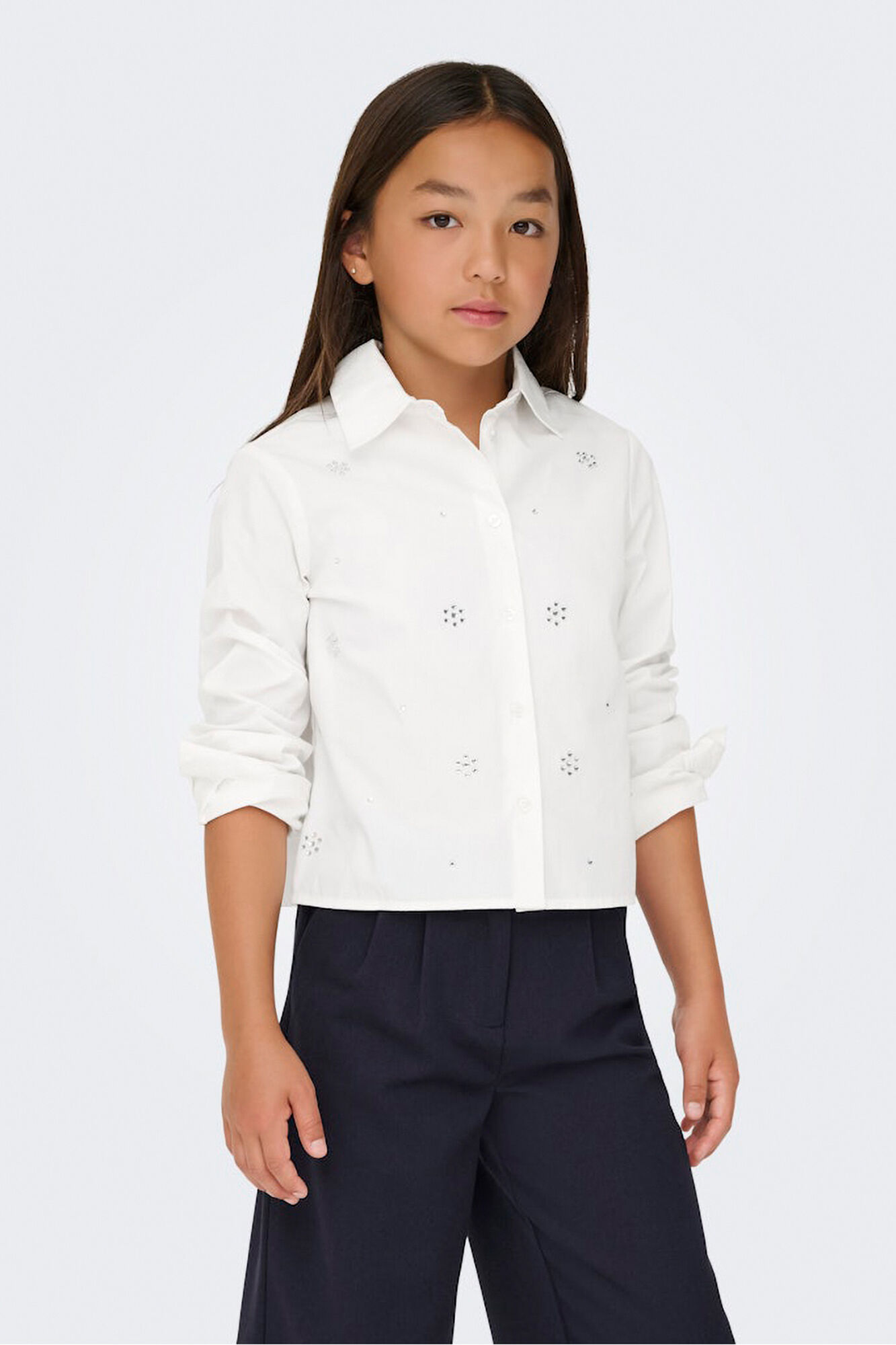 Only Girls Blusa corta de manga larga con detalle de brillo