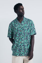 Springfield Camisa de manga curta de viscose estampado azul