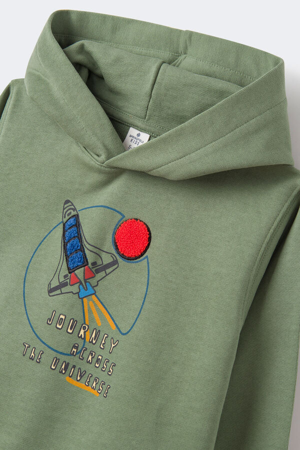Springfield Sweatshirt com desenho de nave espacial para menino verde