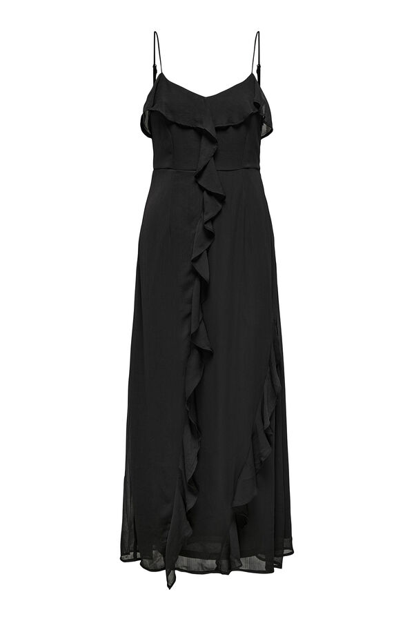 JDY Vestidos compridos folhos preto