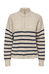 Only Jersey de rayas con cremallera gris