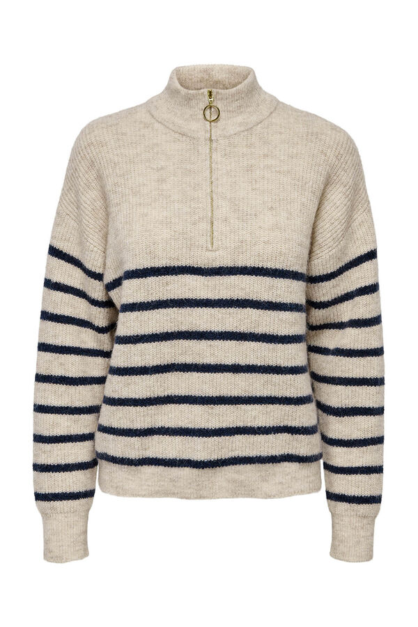 Only Jersey de rayas con cremallera gris