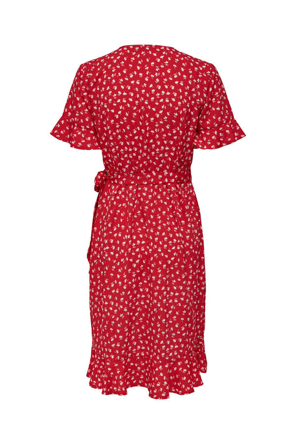 Only Vestido curto cruzado vermelho