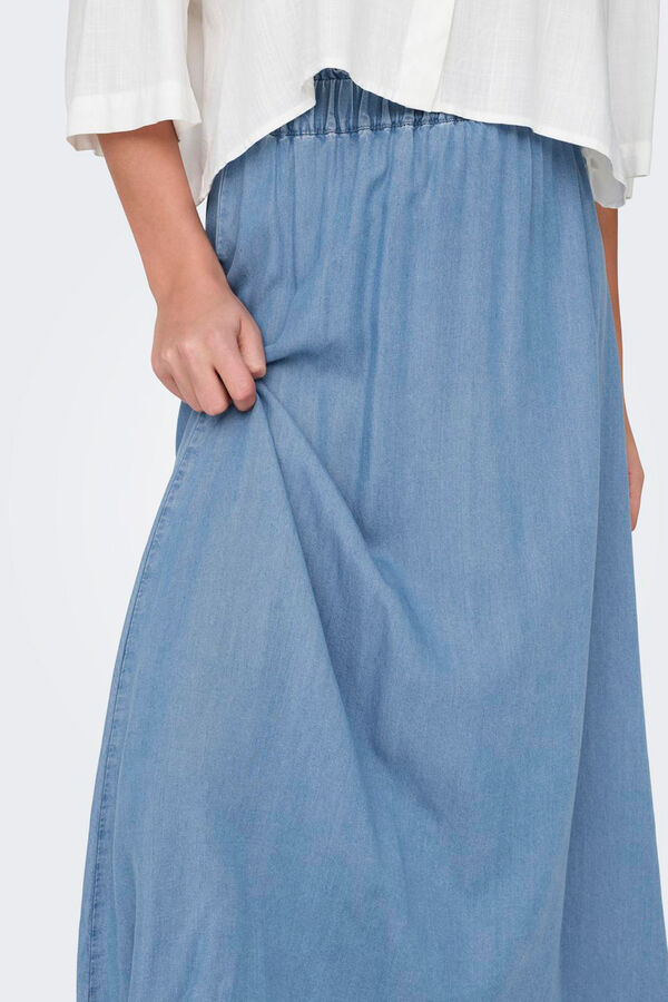 Only Falda larga Tencel azul