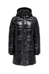 JDY Casaco de penas acolchoado com capuz  preto