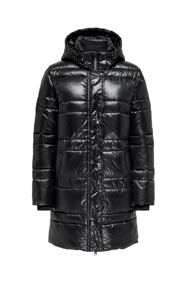 JDY Casaco de penas acolchoado com capuz  preto