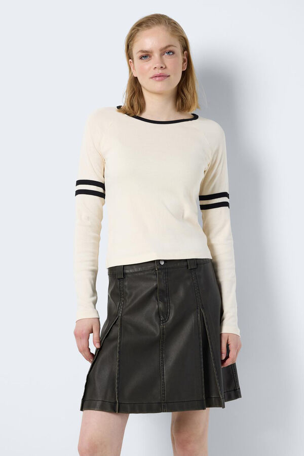 Noisy May Top de algod&oacute;n manga larga blanco