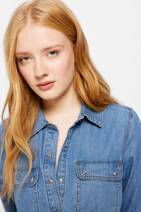 Springfield Vestido Denim Camisero azul medio