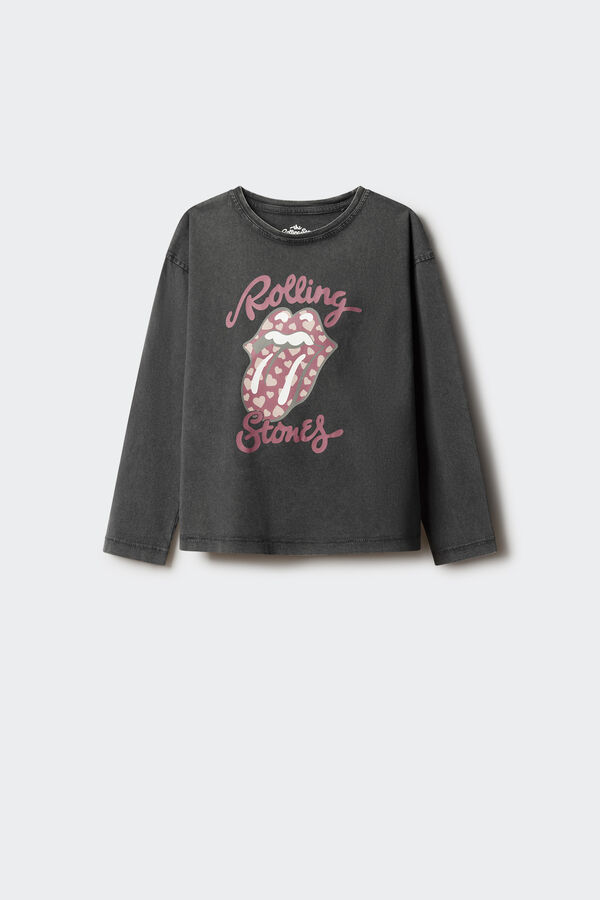 Springfield Kids Camiseta manga larga Rolling stones ni&ntilde;a. gris