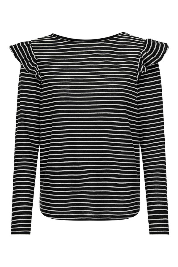 Only Top &agrave;s riscas folhos preto