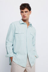 Springfield Camisa oxford rayas y bolsillos verde