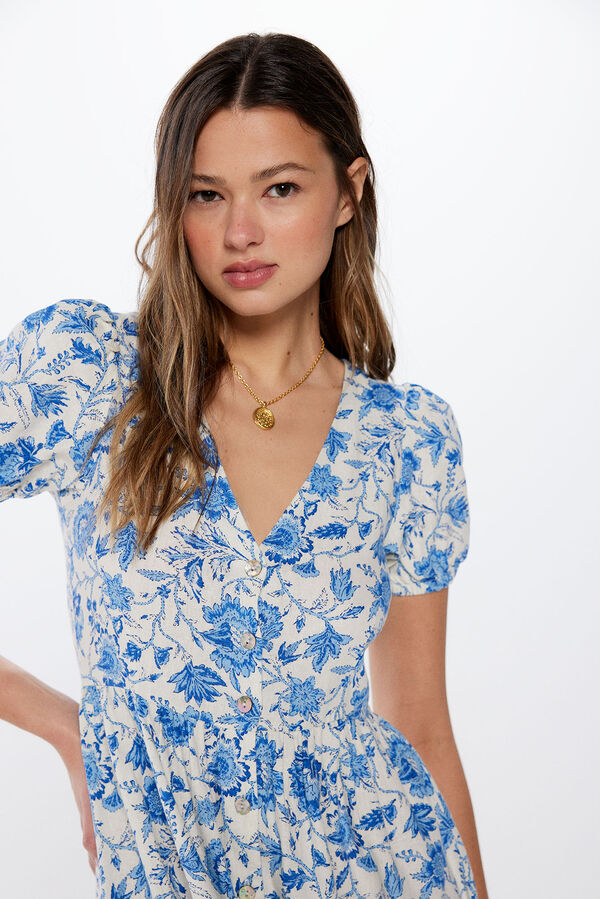 Springfield Vestido Midi Lino  beige